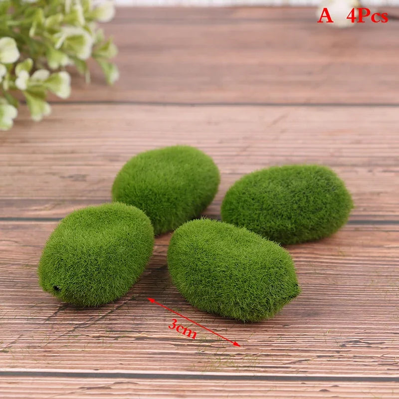 4pcs Artificial Moss Stone Simulation Fairy Garden Miniatures Bonsai Terrarium Succulent Gnomes Fake Moss Home Decor Decoration