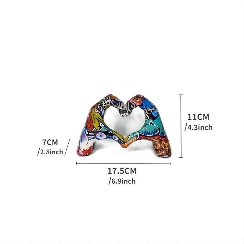 Colorful love gesture ornament, resin craft decoration for home living room desktop and bookshelf, couple, Valentine's Day gift.
