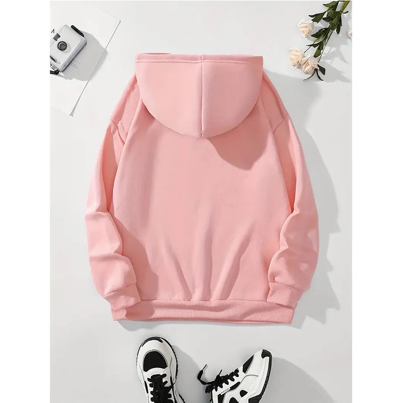 Girls 2000s Cherry Love Long Sleeve Pocket Hoodies Funny Gothic Sweatshirt  Women's Print Casual Hoody Streetwear Y2k Clothes