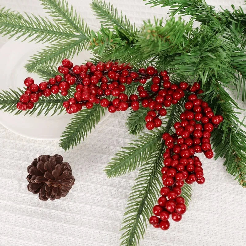 1/20PCS Artificial Berries Christmas Decoration Red Berry Branches for Xmas Tree Party Home Table Ornaments Fruit Wreath Decor