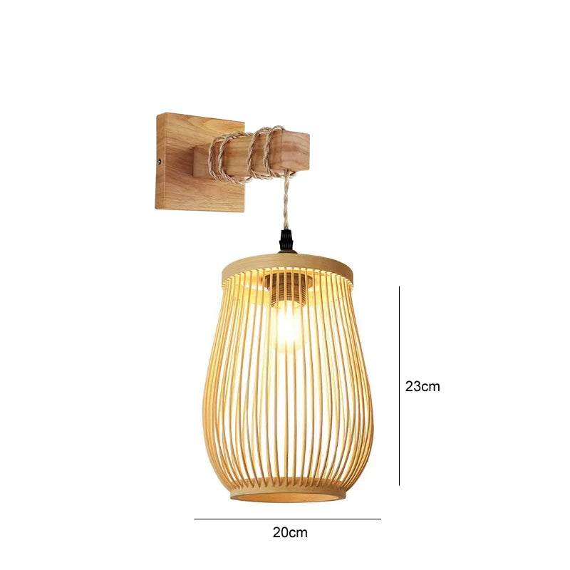 Bamboo Hanging Lamp Pendant Ceiling Light Rattan Wicker Lustre Hand Knit Braiding Suspended Home Dining люстра потол