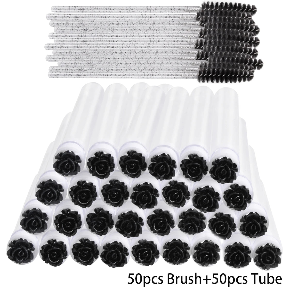 25/50Pcs Eyelash Brush Tubes Crystal Lash Mascara Wands Eyebrow Comb Spoolies Container Lashes Brushes Applicators Makeup Tools