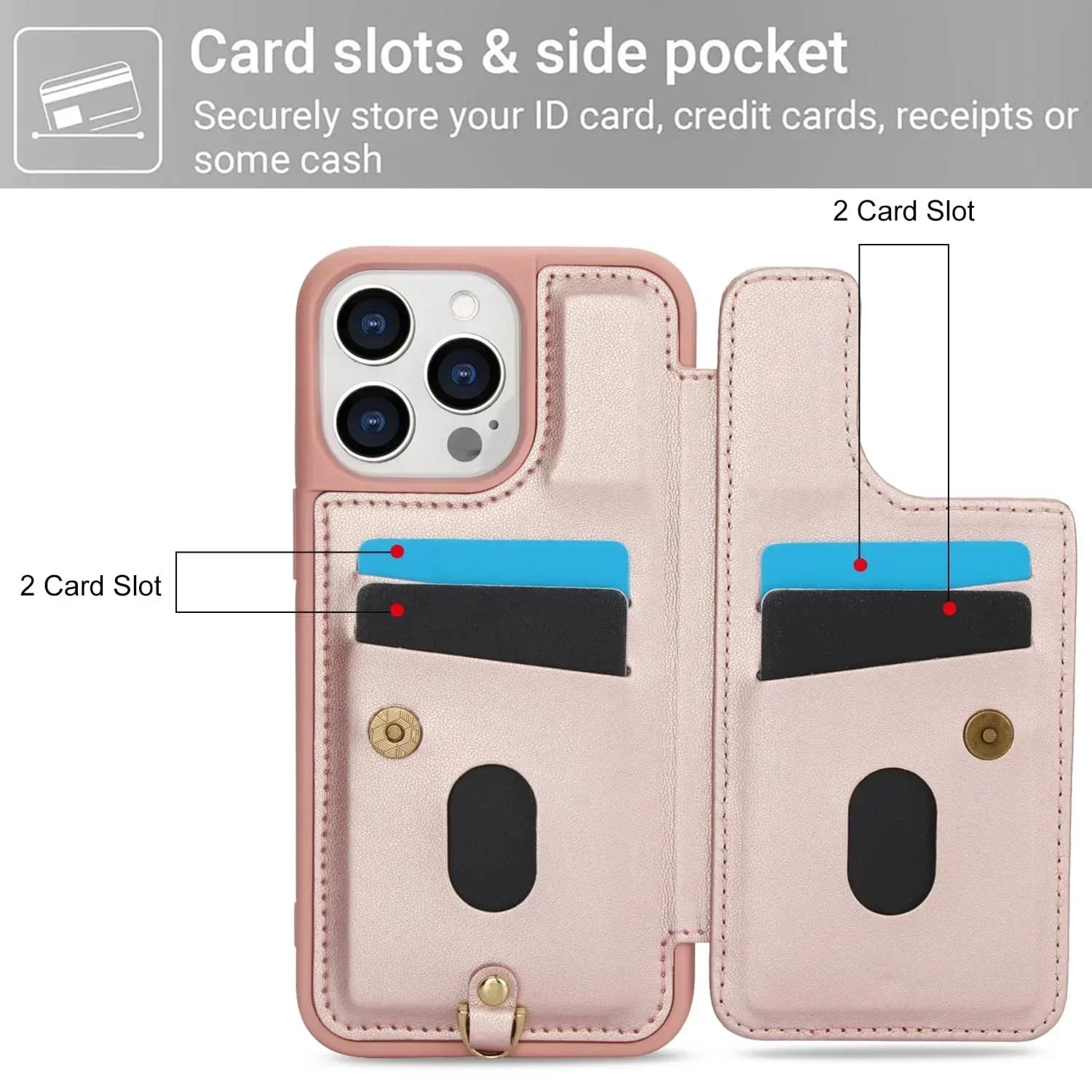 For iPhone 16 15 14 Pro Max Plus Case, Wallet with Card Holder, Cute Flower Design Crossbody Purse, Magnetic Kickstand Cover