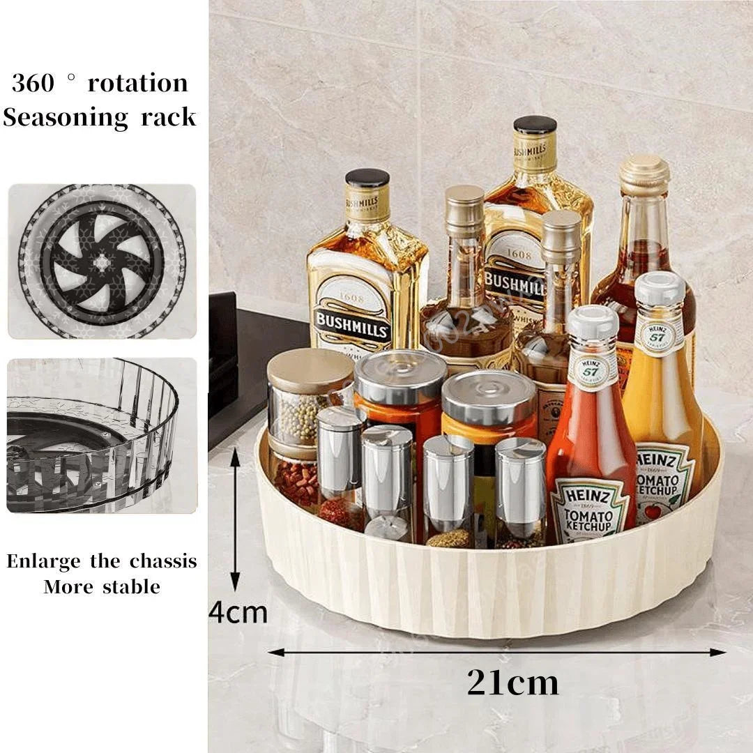 360 Rotating Tray Spice Rack Pantry Cabinet Turntable With Base Storage Bin Kitchen Organizer For Seasoning Cosmetic Storage Box