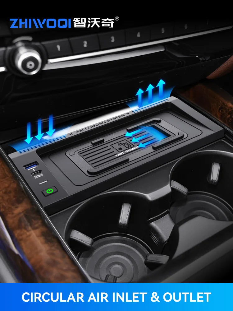 For BMW X5 F15 X6 F16 2014 2015 2016 2017 2018 15W Car QI wireless charger fast phone charger charging holder accessories