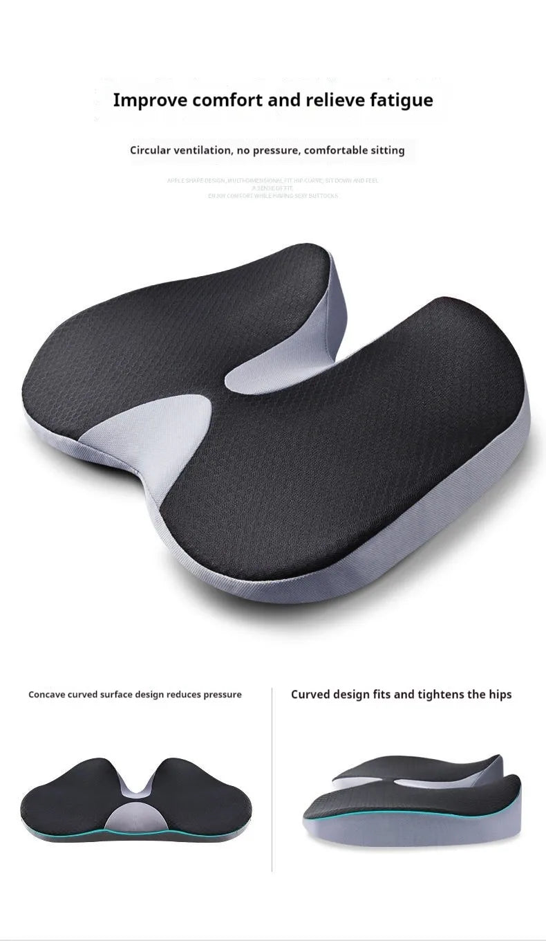 Memory Foam Seat Cushion Waist Back Support Pillow Set Orthopedic Ergonomic Coccyx Relief Hip Lumbar Pad for Office Chair Car