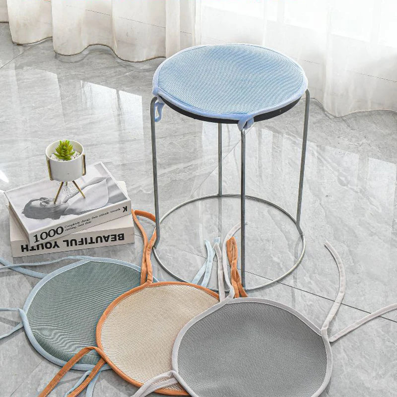 Modern Style Solid Color Summer Ice Silk Cool Seat Cushion Household Round Stool Cushion Restaurant Anti-slip Cool Stool Mat