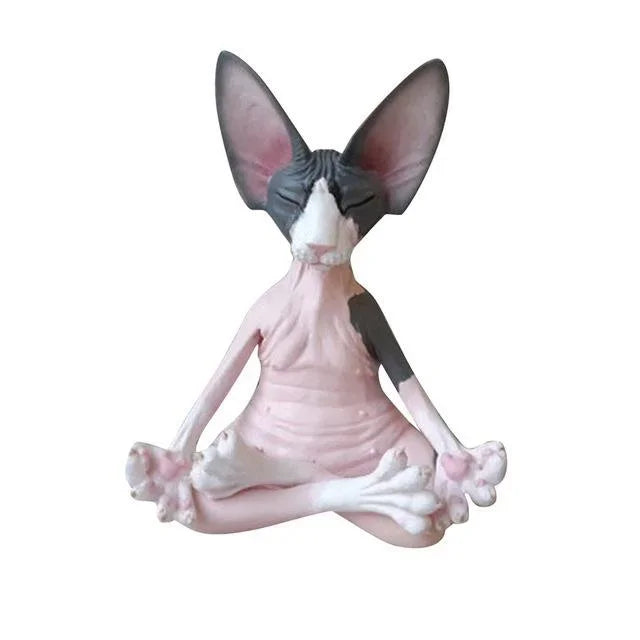 Whimsical Buddha Sphynx Cat Figurine Meditation Yoga Happy Cat Decor Art Sculptures Outdoor Garden Statues Figurine