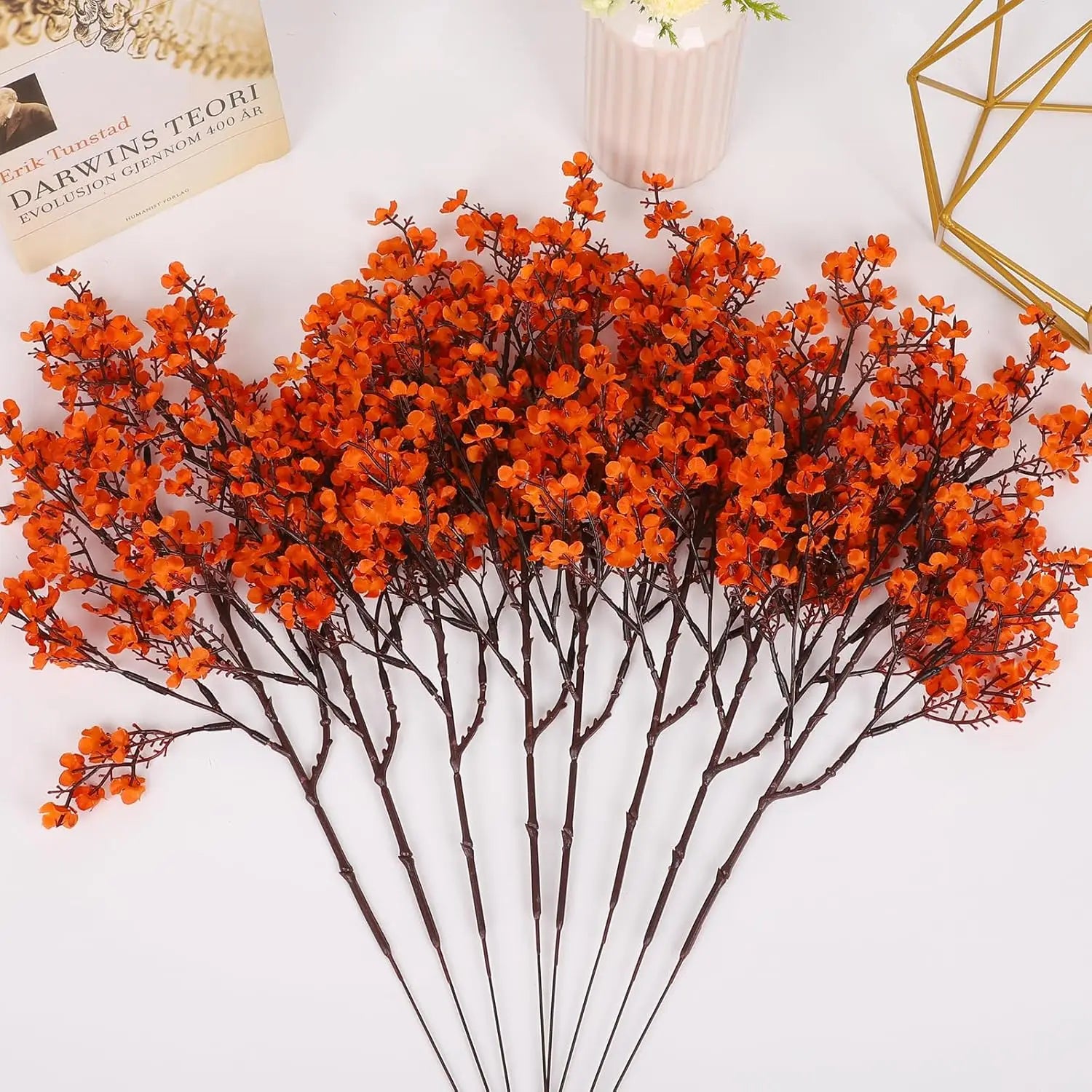 3pcs Baby Breathable Artificial Flowers, Silk Plants for Autumn Halloween Decor, Perfect Seasonal Home Decorations