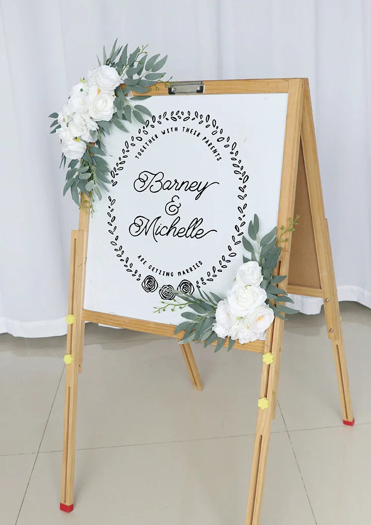 Artificial Wedding Arch Flowers Kit Boho Dusty Rose Blue Eucalyptus Garland Drapes for Wedding Decorations Welcome Sign