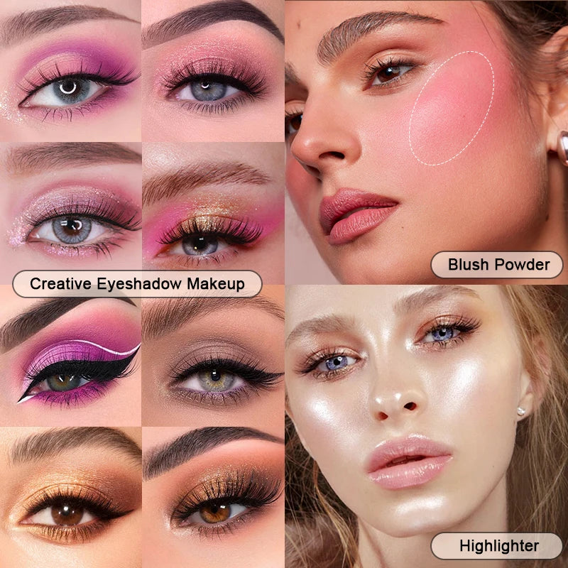 72-Color Pink Eyeshadow Palette Color Board Shimmer Matte Nude Natural All In One, Carnival Mardi Gras Christmas Masquerade