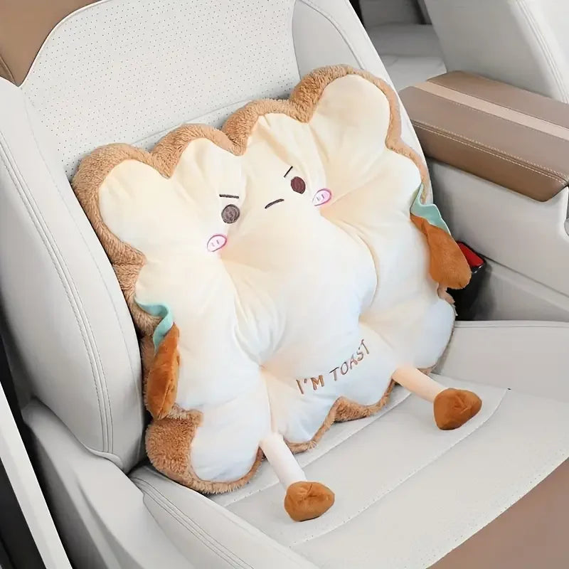 Comfy Cartoon Toast-Shaped Seat & Back Cushion – Washable Anti-Fatigue Pillow for Home/Office/Car (Perfect Gift for Christmas）
