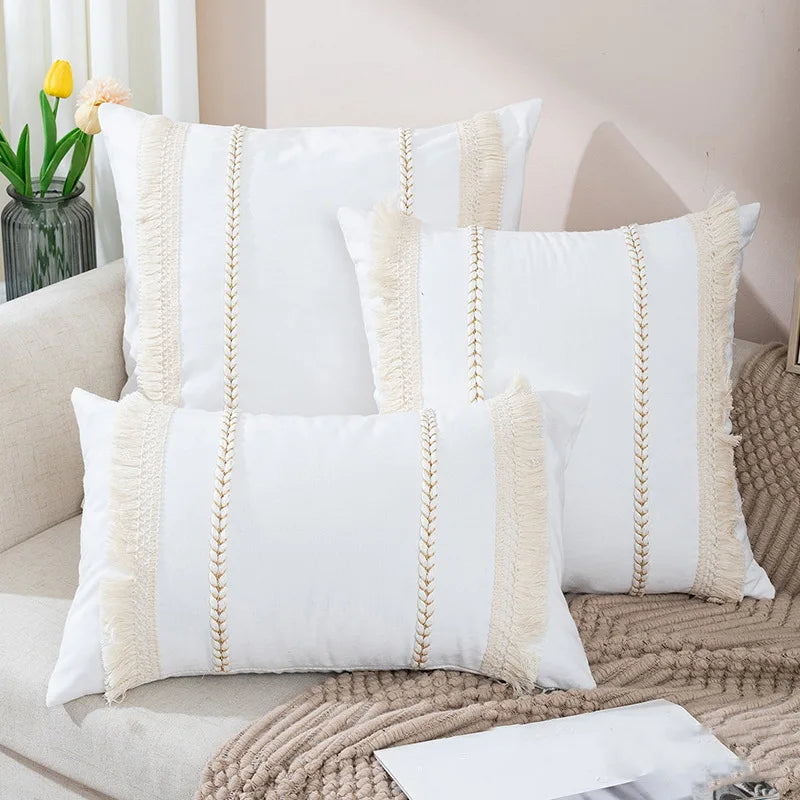 Bohemian Pillowcase Living Room Sofa Tassel Throw Pillow Case Macaron Knitted Home Decorative Cushion Waist Cover
