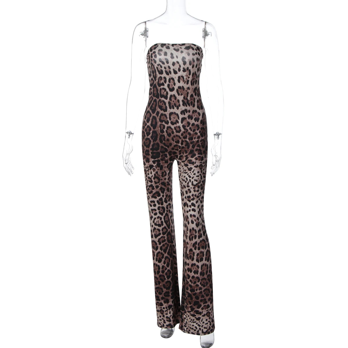 Dulzura Chest Wrapping Backless Slim Leopard Print Jumpsuit Women'S Fashion Sexy Elegant Romper Party Club Street Summer Clothes