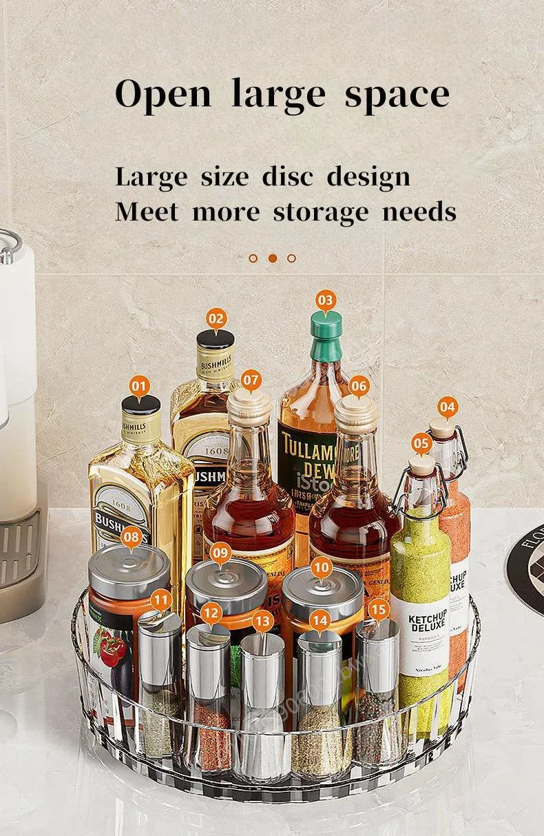 360 Rotating Tray Spice Rack Pantry Cabinet Turntable With Base Storage Bin Kitchen Organizer For Seasoning Cosmetic Storage Box