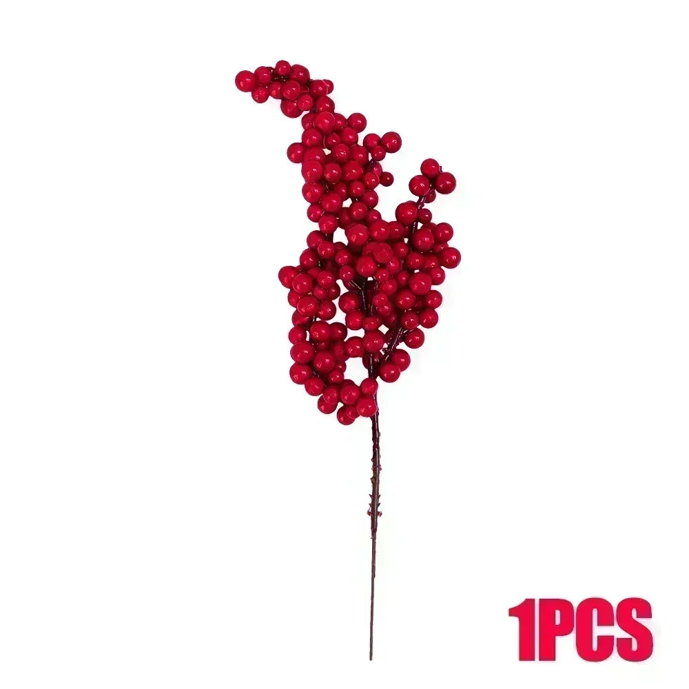 1/20PCS Artificial Berries Christmas Decoration Red Berry Branches for Xmas Tree Party Home Table Ornaments Fruit Wreath Decor