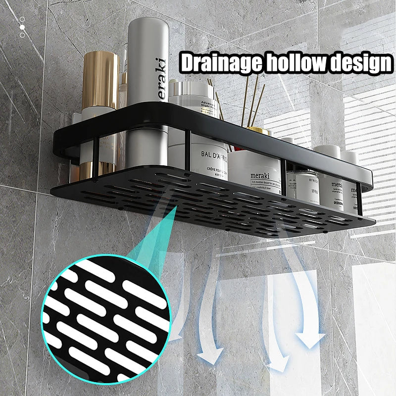 Kitchen wall mounted corner rectangular rack towel rack wall shower shampoo rack drilling-free rack tripod