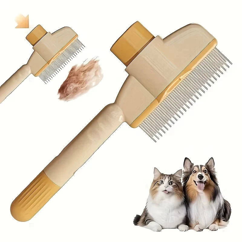 Pet One Button Self Cleaning Pet Grooming Gloves Brush Comb Hair Remover and Massage Tool for Cats and Dogs Easy Grooming