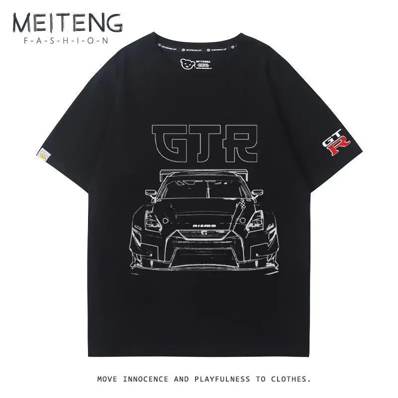 Men's Women's Summer Cotton Versatile Trend T-shirt Clothes Nissan GTR God of War R35R34 Modified Team Short-sleeved