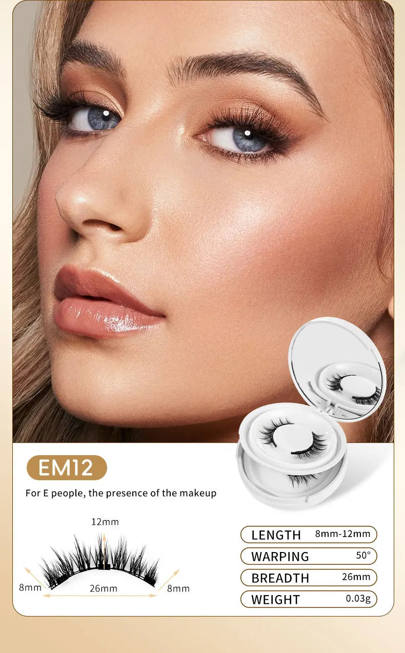 2pairs Magnetic False Eyelashes New Style Glue-Free Mink False Eyelashes Natural Nude Makeup With Mirror Reusable Beauty