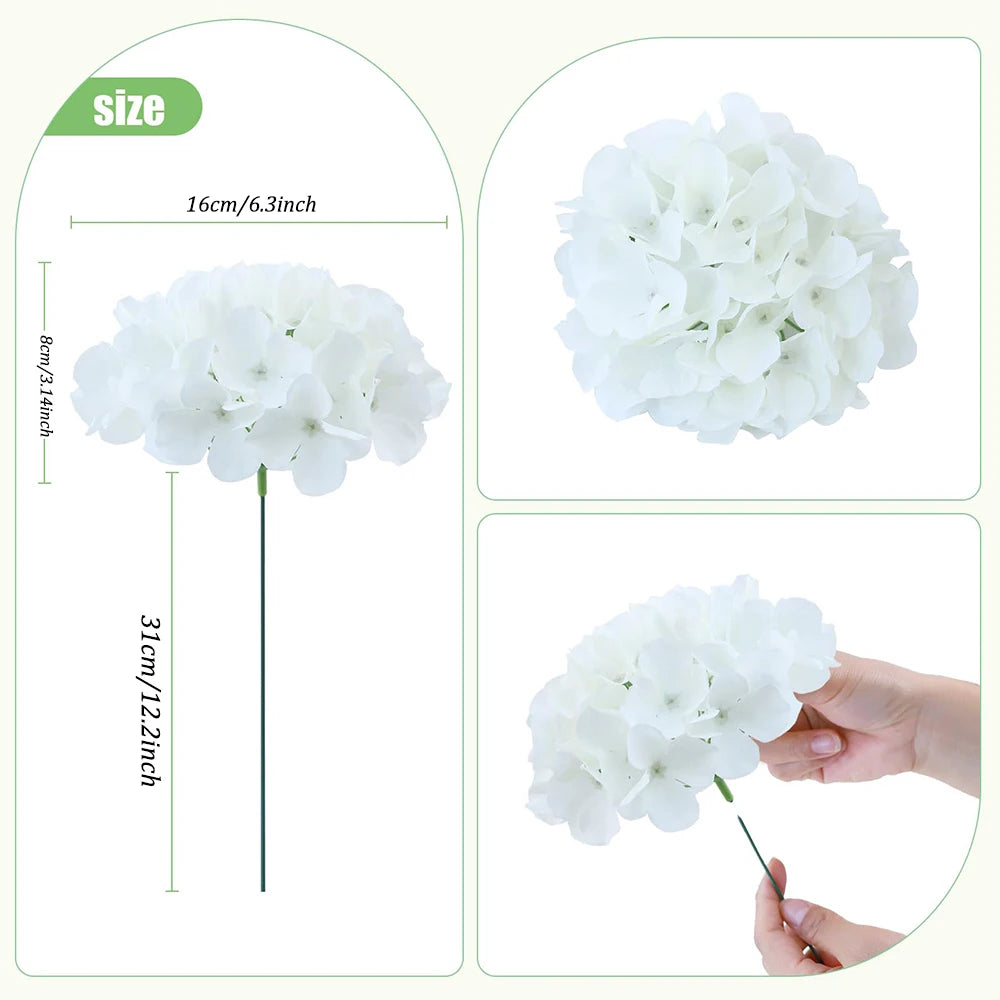 6PCS Artificial Hydrangea Flowers with Stem Fake Hydrangea Flower DIY Floral Wedding Centerpieces Home Party Table Decoration