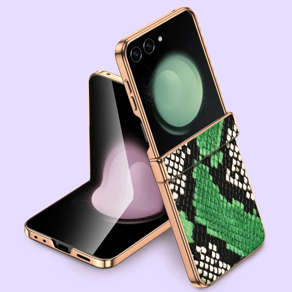 LANGSIDI Brand For samsung Galaxy Z flip 7 FE 6 5 flip7 Luxury Genuine Leather Hinge Protection Case Ultra-Thin Shockproof cover