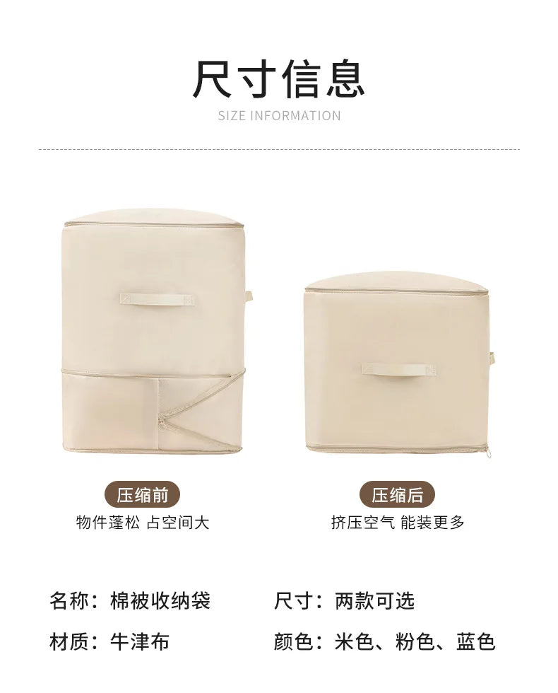 SRETNO Large Capacity Cotton Quilt Compression Storage Bag for Moving and Traveling Organizing Bag for Home Dust Pre Organizador