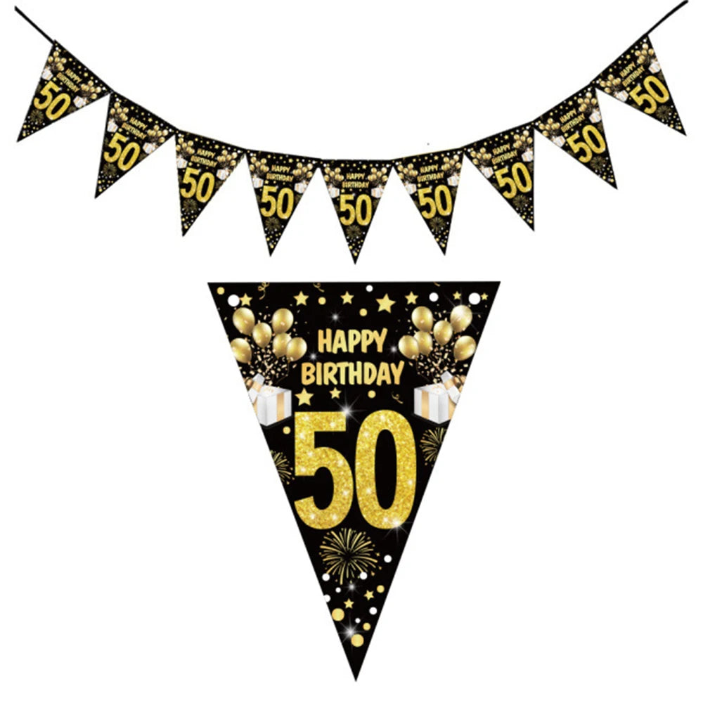 50th Birthday Party Supplies for Men Women Black and Gold 50 Years Old Party Paper Plates Cups Napkin Tablecloth Tableware Decor