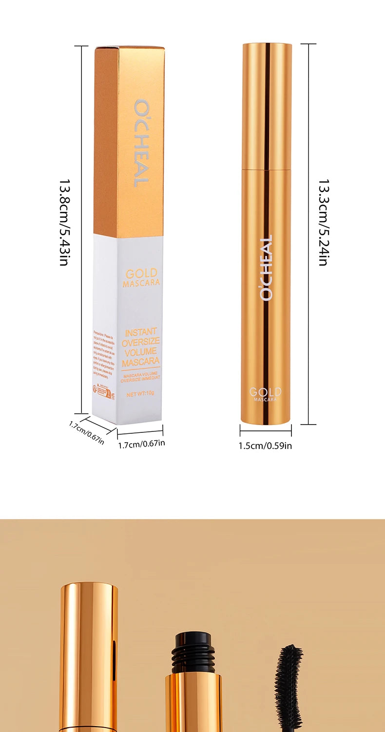 Lengthening Mascara Waterproof Gold Edition Smudge Free Curl Lock Technology All Day Wear Voluminous Lashes