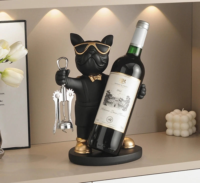 French Bulldog Wine Holder Resin Wine Racks Countertop Wine Stand Wine Bottle Holder Wine Bottle Rack Home Office Decor