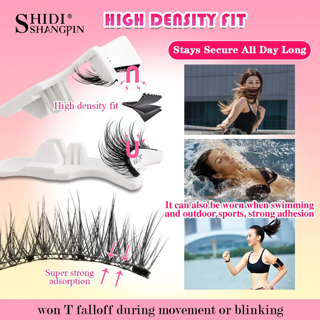 1Pair 3D Magnetic Lashes Kit Soft Natural Fluffy Reusable Faux Mink Eyelashes NO Glue Needed False Cilios Makeup Tools Mix Style