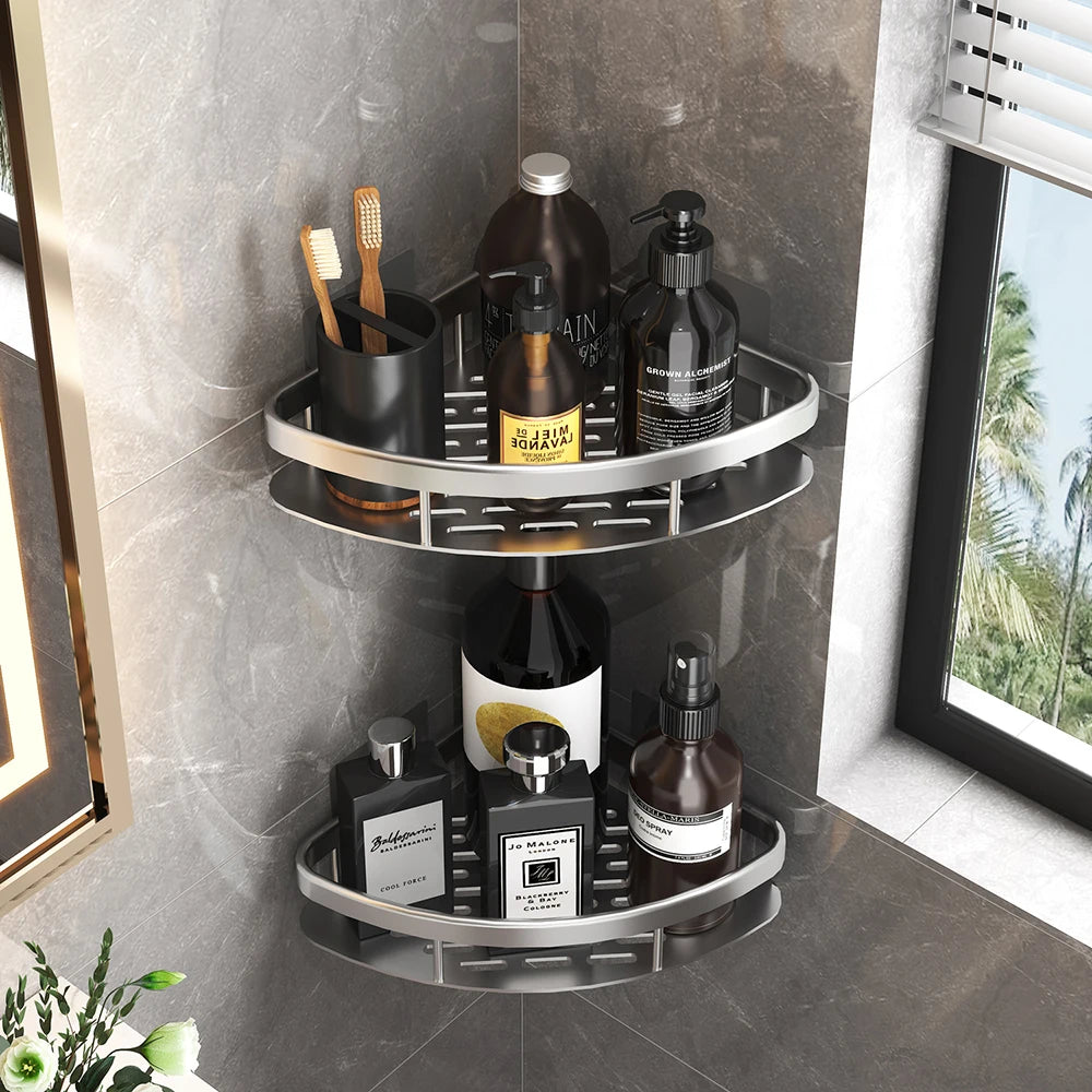 Wall Hanging Corner Rectangular Rack Bathroom Shelf Towel Rack Shelves Wall Shower  Shampoo Rack No Drill Shelf Tripod