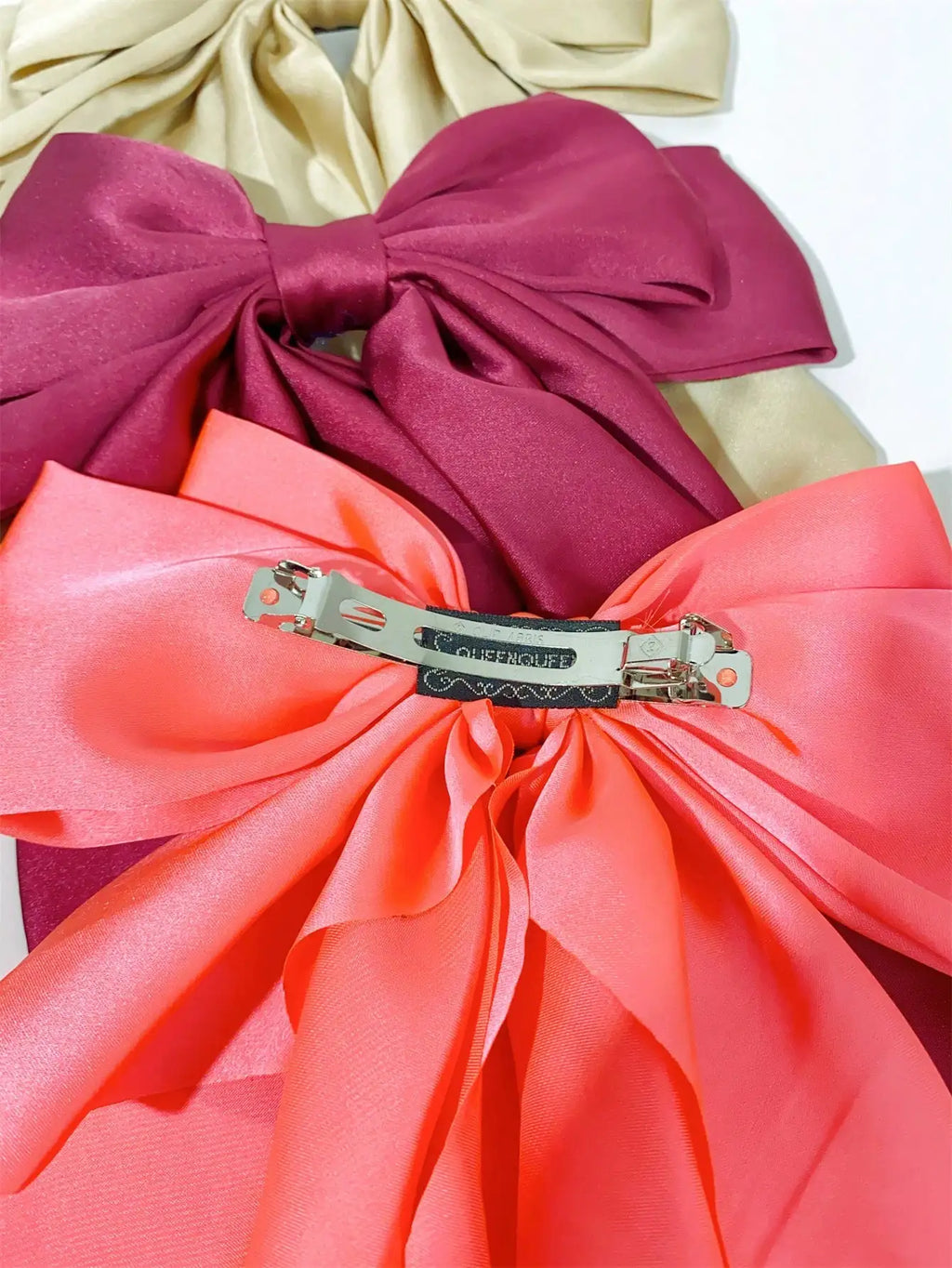 6 spring clip streamers bow hair clips for women