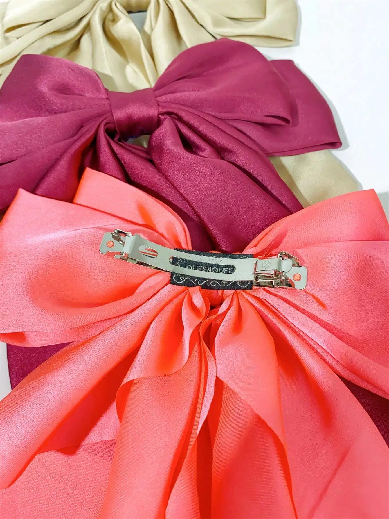 6 spring clip streamers bow hair clips for women