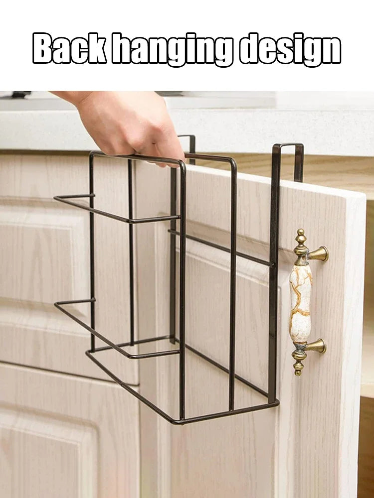 Cutting Board Kitchen Shelf, Double-Layer Perforation-Free Cabinet Hanger, Rag, Cutting Board Storage And Finishing Iron Hanger