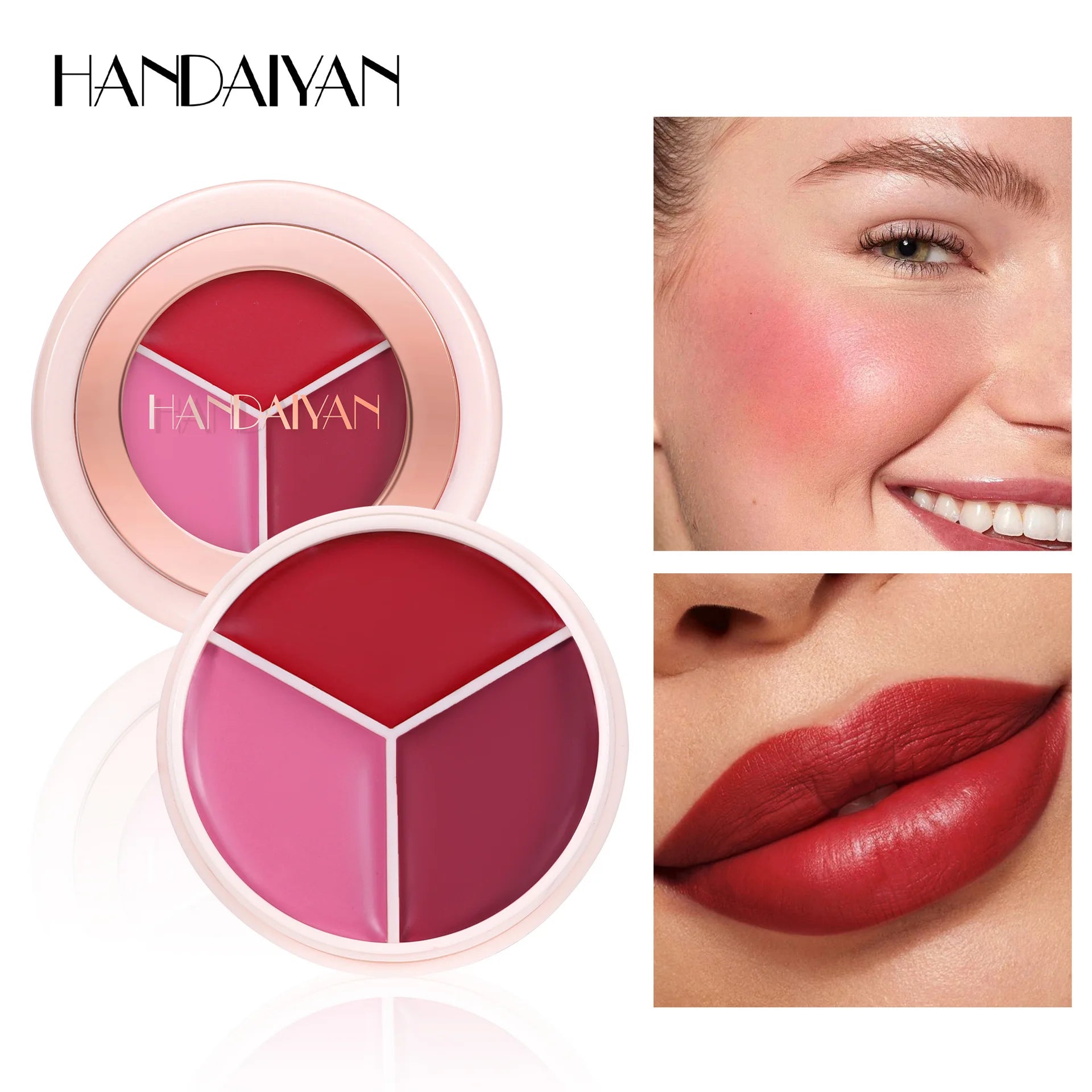 3-in-1 Matte Cream Blush Set, Waterproof Long-Lasting Cheek Color, Blendable Buildable Formula for Natural Matte Finish