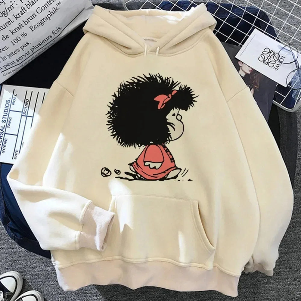 Mafalda hoodies women graphic long sleeve top sweat y2k clothing women streetwear sweatshirts