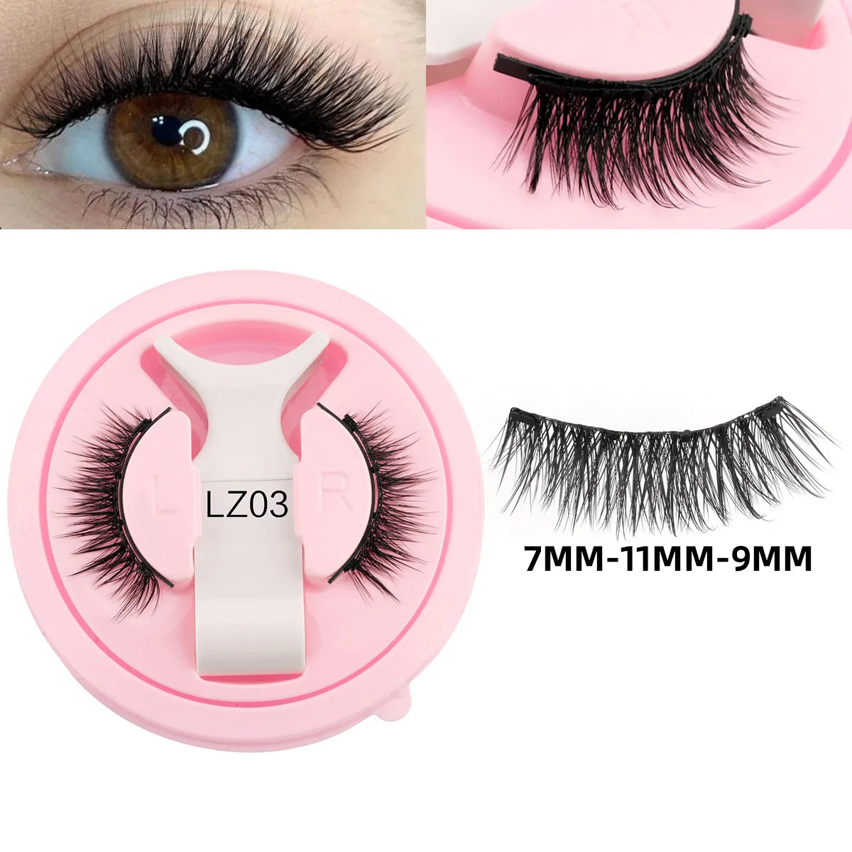 1Pair 3D Magnetic Lashes Kit Soft Natural Fluffy Reusable Faux Mink Eyelashes NO Glue Needed False Cilios Makeup Tools Mix Style