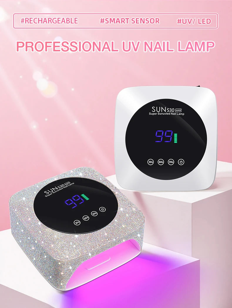 Rechargeable Nail Dryer 57 LED Nail Lamp UV Gel Nail Polish Curing Nail Lamp With Smart Sensor Manicure Salon Tool