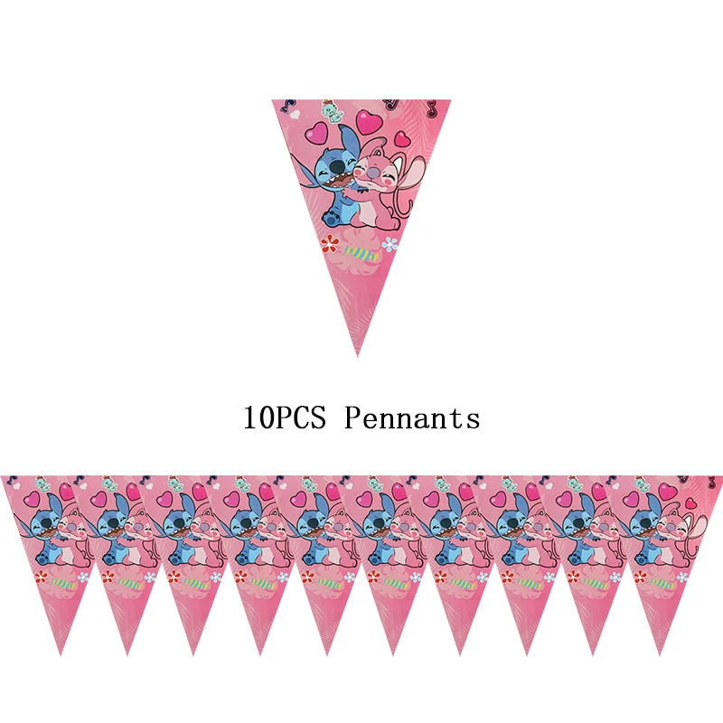 Disney Lilo Stitch Birthday Party Decoration Kids Stitch Theme Tableware Set Angel Balloons Happy Banner Supplies For Girl Favor