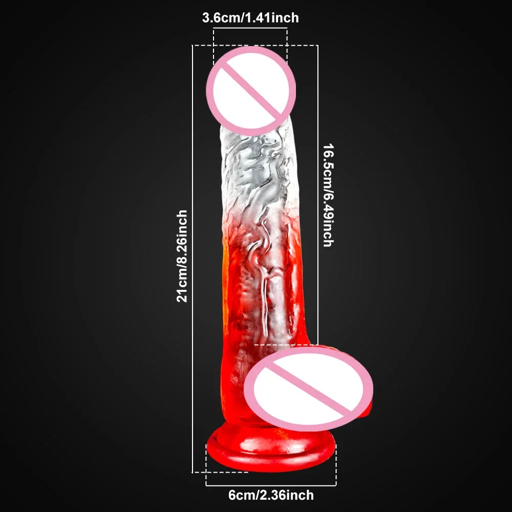 4 Sizes Transparent  Soft Jelly Dildo Realistic Fake Dick Penis Sucker Butt Plug Sex Toys for Woman Men Vagina Anal Sex Toys