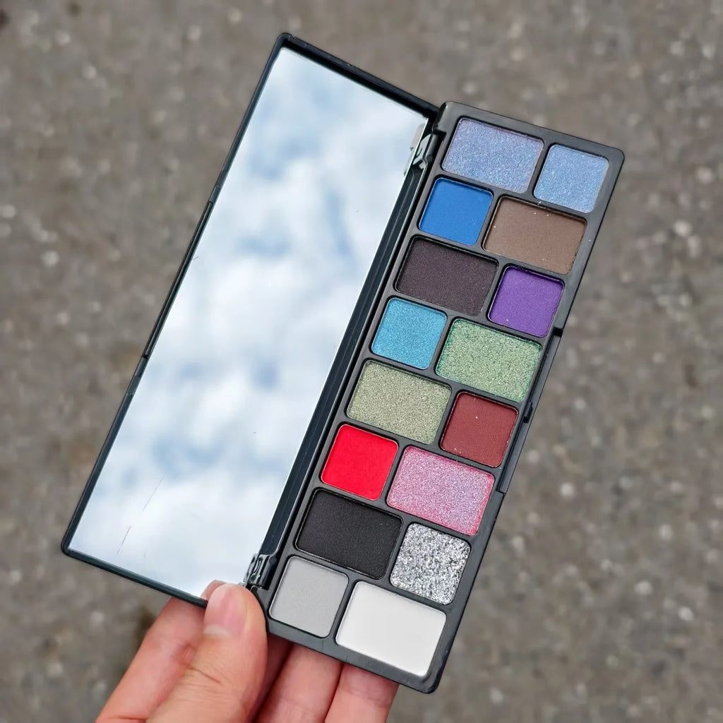 16 Color BLACK Pearl Eyeshadow Palette Waterproof Long-Lasting Diamond Shimmer Sparkling Crystal Eye Makeup Cosmetic CO:03