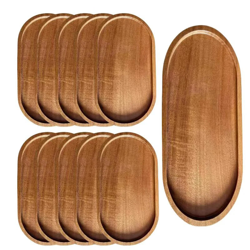 1 Pc Tableware Solid Wood Round Dessert Plate Japanese-style Wooden Tray Snack Plate Dried Fruit Plate Wooden Plate