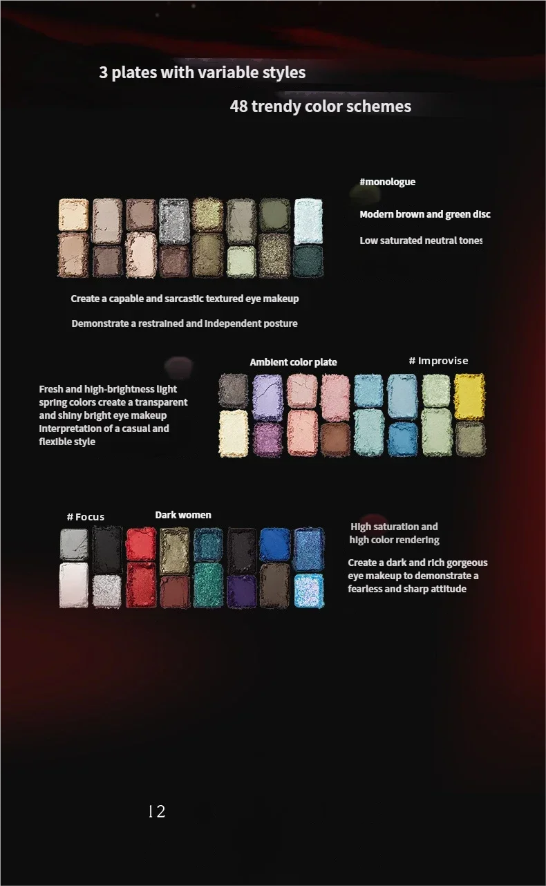 16 Color BLACK Pearl Eyeshadow Palette Waterproof Long-Lasting Diamond Shimmer Sparkling Crystal Eye Makeup Cosmetic CO:03