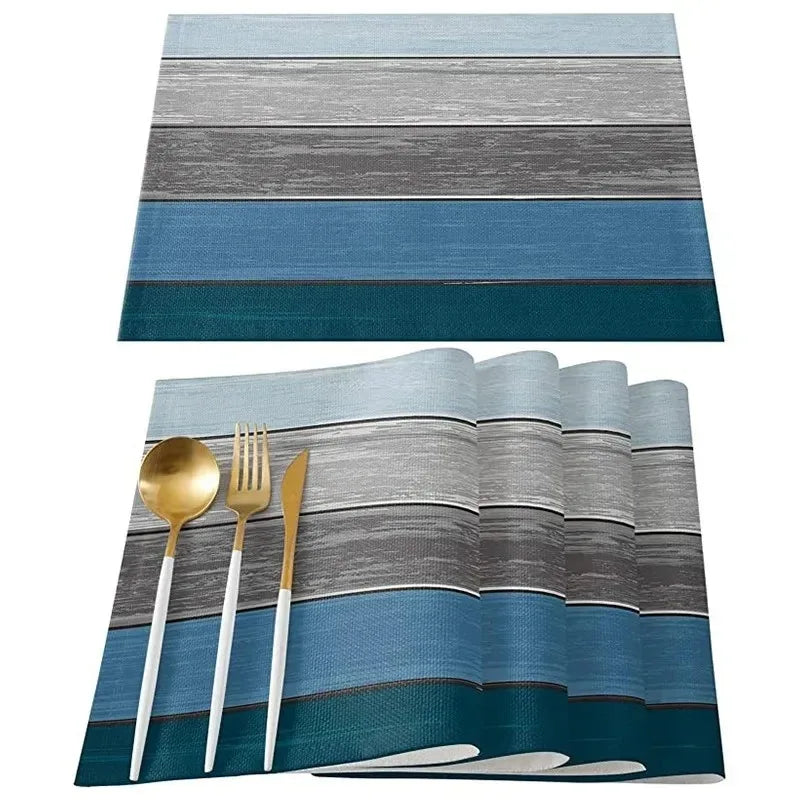 4/6/8pcs Vintage Wood Grain Printed Placemats Suitable for Table Decoration Floral Pattern Washable Home Décor and Holiday Gifts