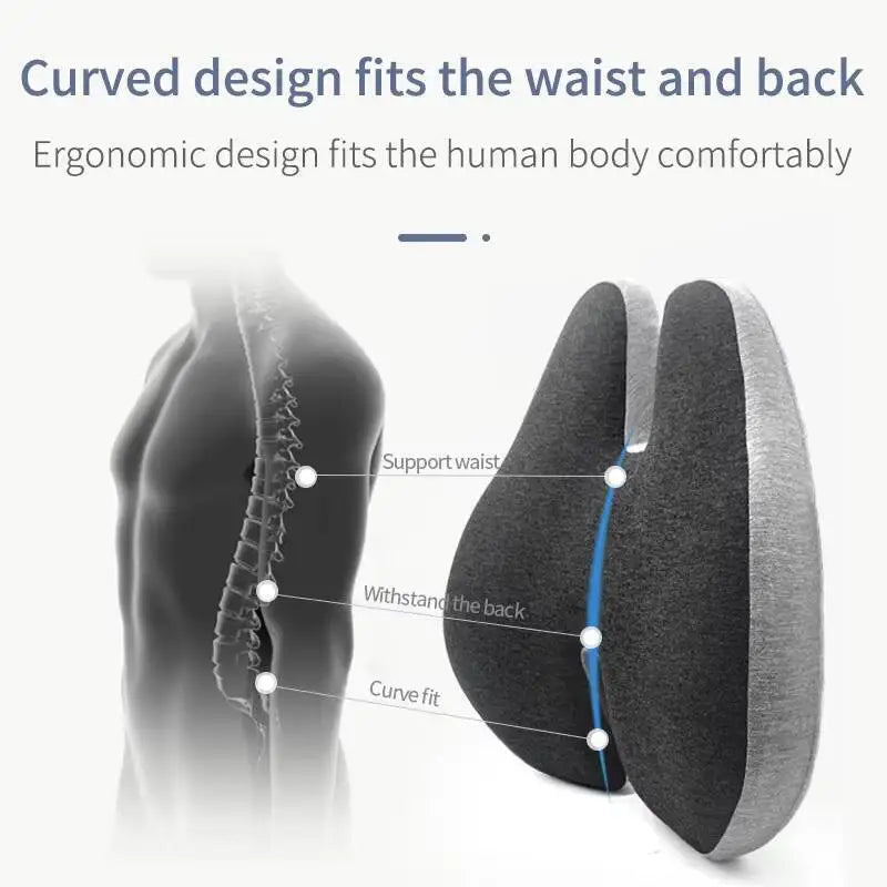 Memory Foam Office Chair Cushion Car Seat Support Waist Pillow Massage Lumbar Orthopedic Pillow Buttock Coccyx Cushion Back Pads