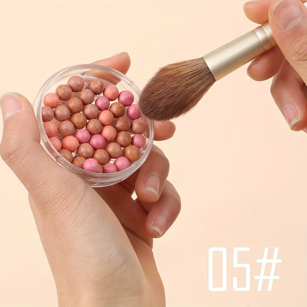 Multi-Tone Powder Blush Pearls with a brush,Water Resistant Natural Finish Face Blush for All Skin Tones,various holiday makeup