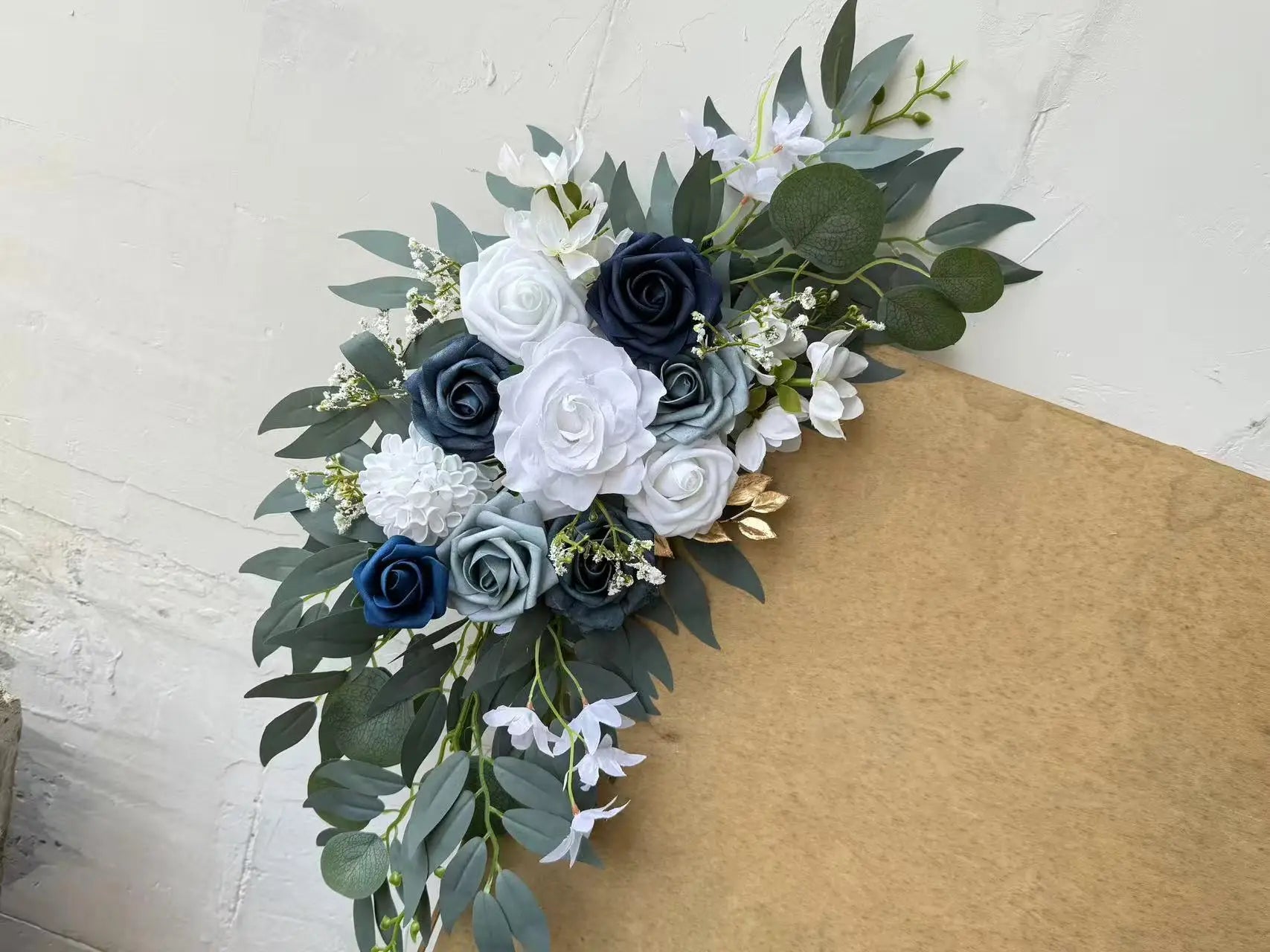 Artificial Wedding Arch Flowers Kit Boho Dusty Rose Blue Eucalyptus Garland Drapes for Wedding Decorations Welcome Sign