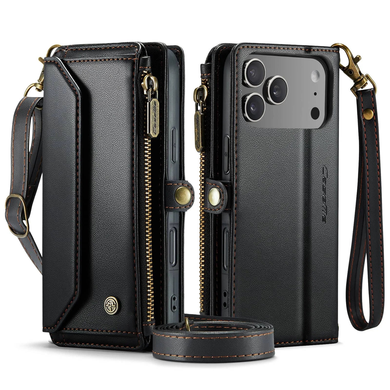Crossbody Wallet Case for iPhone 17 Pro Max iPhon Air 17 Pro,RFID Blocking, 7-10 Card Slots, PU Leather Flip Wristlet with Strap