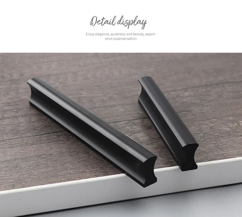 64mm-320mm Kitchen Cabinet Storage Handles Closet Wardrobe Dressers Black Door Handle Drawer Pulls Knobs Hardware accessories